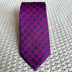 CHARLES TYRWHITT Circle Spot Purple & Hot Pink Woven 100% Silk Tie Men’s London